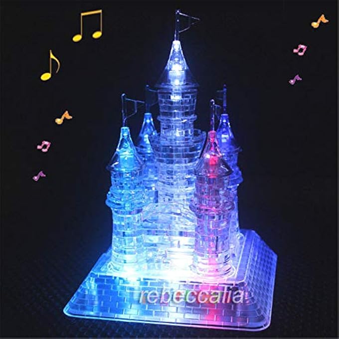 3D LED CRYSTAL CASTLE PUZZLE MUSIC BOX BOY TOY GIFT PATIENCE GAME - Image 1